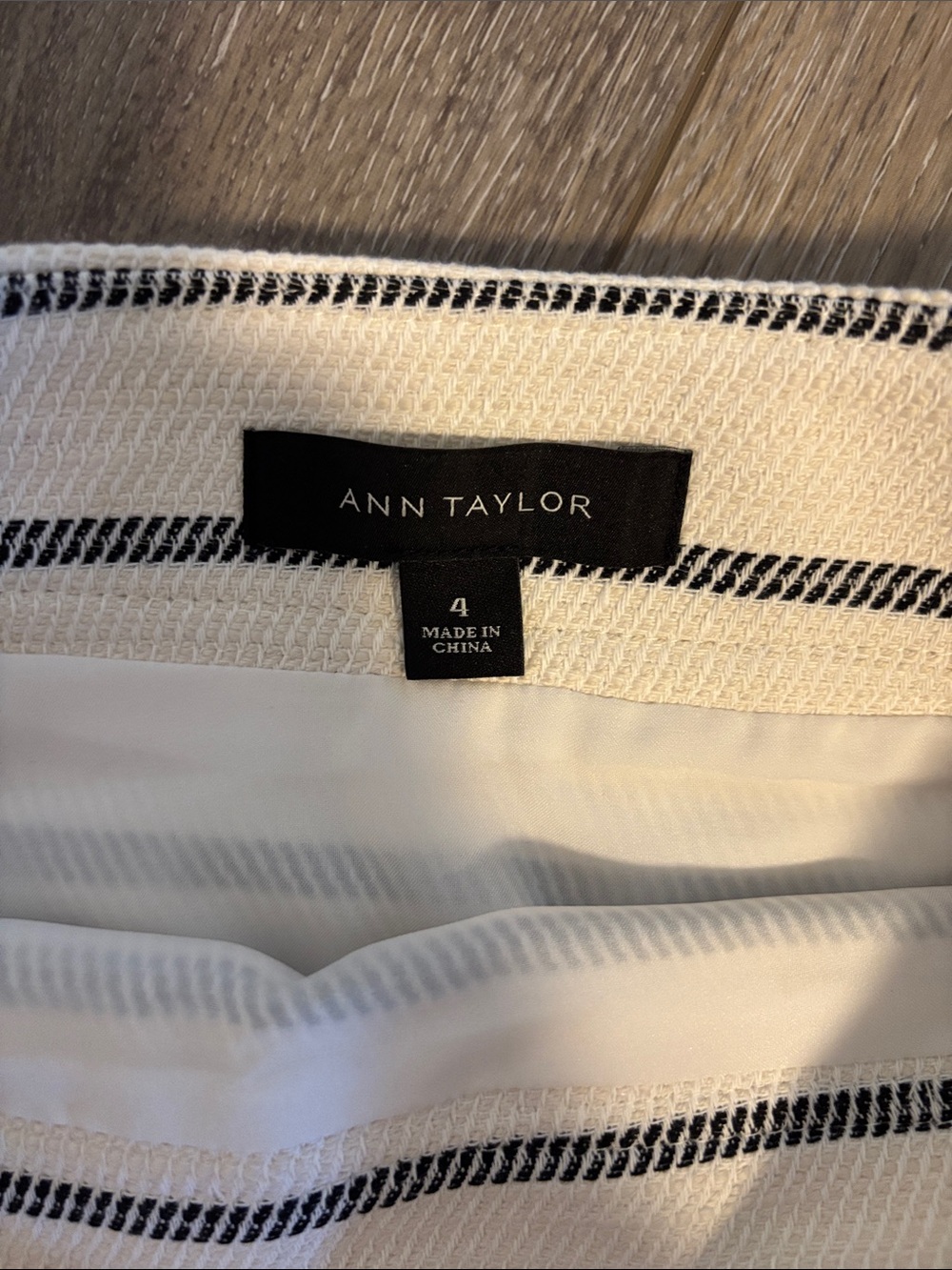 Ann Taylor White and Black Striped Button-Detail Mini Skirt - Picture 2 of 4